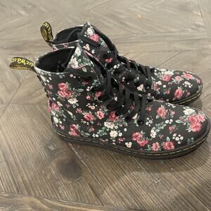 Women's Doc Dr Martens Hackney Rose Floral Canvas Boots US Size 7 EU 38